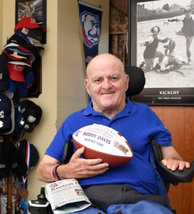 O.K. "Buddy" Davis received a commemorative football in recognition of the 2016 FWAA Lifetime Achievement Award. (Photo by .onny J Crowe),Copyright:Louisiana Tech University.All Rights Reserved.(dcrowe@latech.edu) 318-257-4854 Buddy Davis,